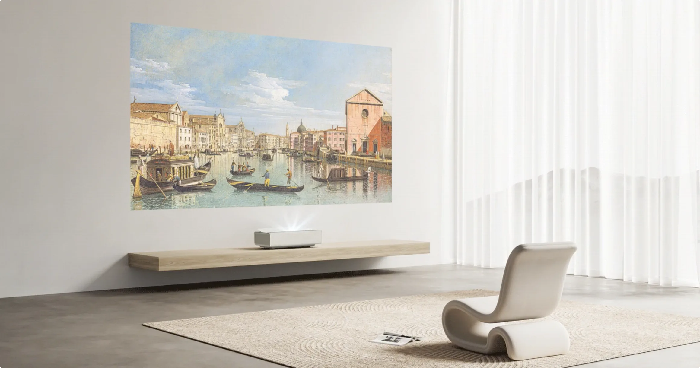 XGIMI home projector in a living room setting